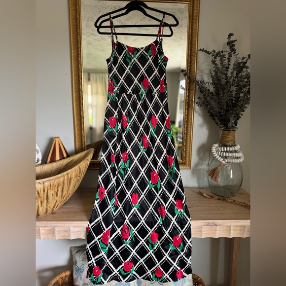 Anthropologie Black and White Spaghetti Strap Maxi Dress - Picture 7 of 8